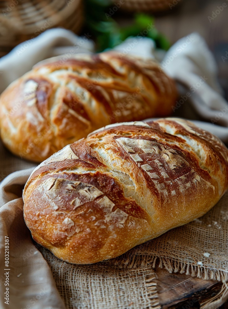 Loaf of bread on a table