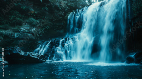 Majestic waterfall in a secluded forest