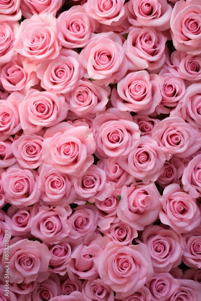 A field of pink roses