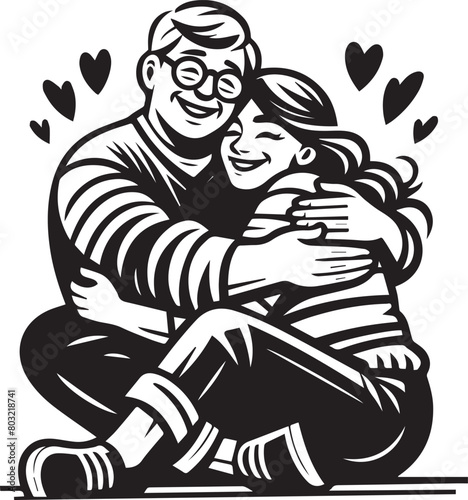 Happy partners hugging. Romantic couple characters. Happy couples, romance adult hugging in love. Smiling people walking, isolated woman man partners vector set. Hugging adorable people illustration.