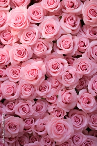 A field of pink roses