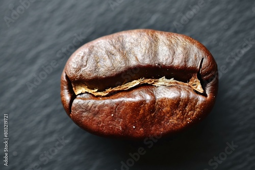 Close-up image of a single coffee bean photo