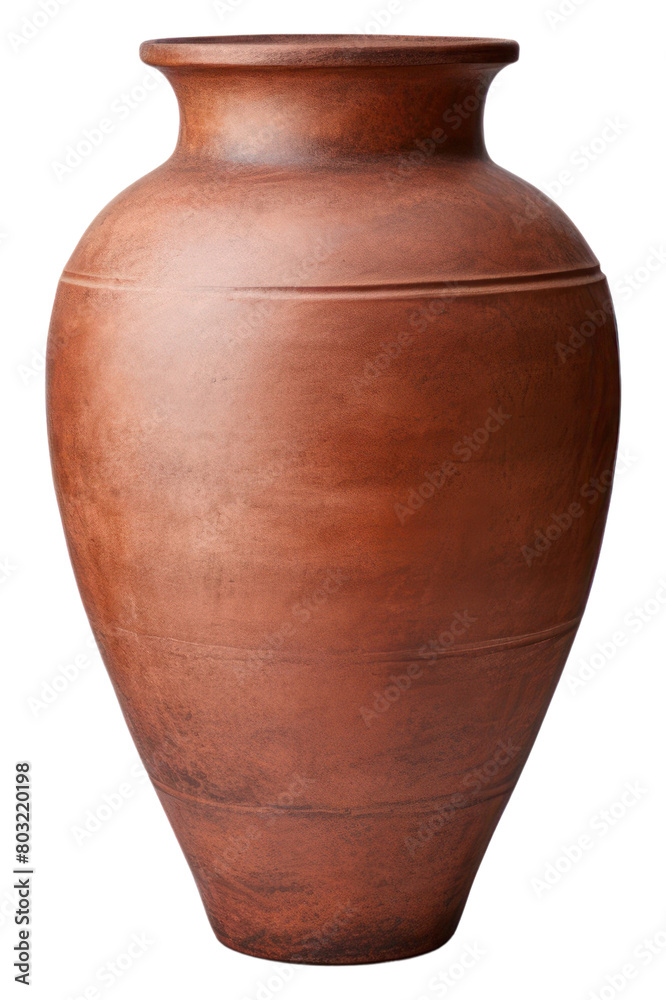 PNG  Antique brown tall clay pot pottery vase urn