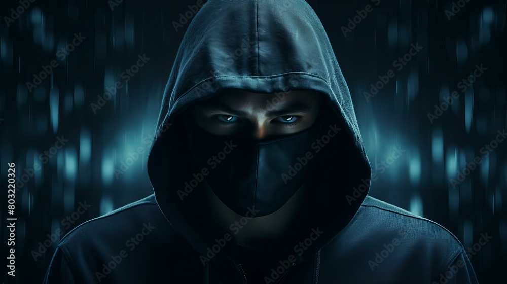 Man in black hoodie and mask