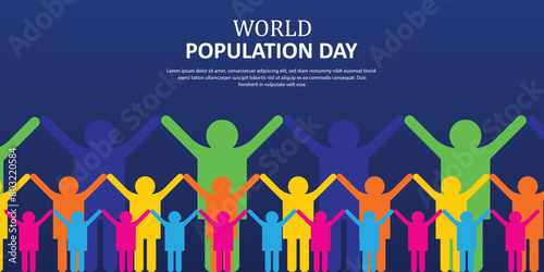 world population banner dark background colorful peoples and earth vector file 