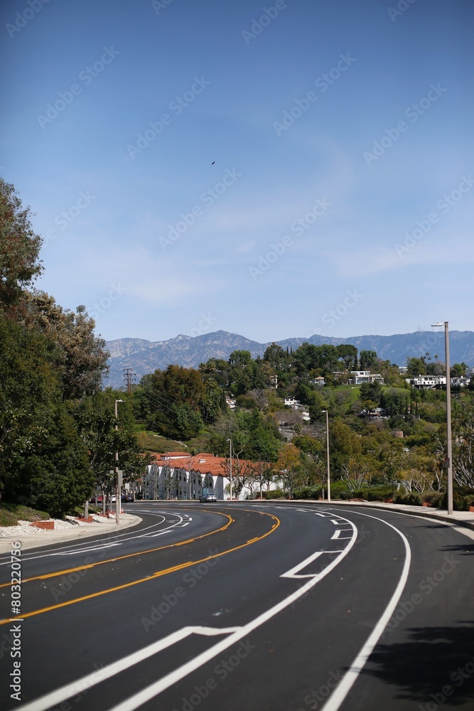 open road with background in PAcific Palisades California