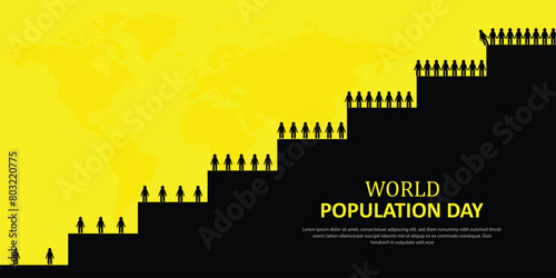 world population  reflecting the increasing population by stair , world map,  vector file 