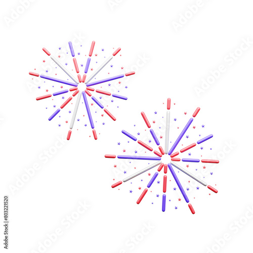 4th of July 3d icon illustration or American Independence Day 3D Icon illustration