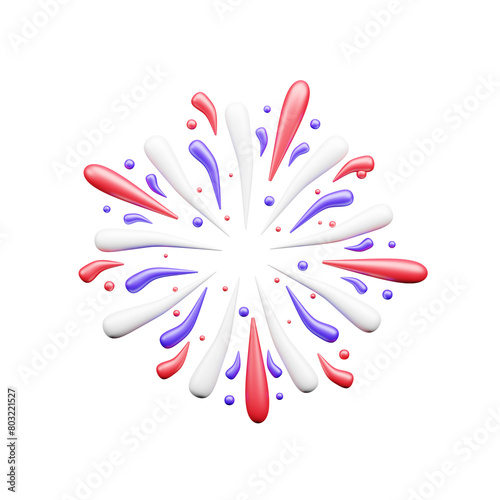 4th of July 3d icon illustration or American Independence Day 3D Icon illustration