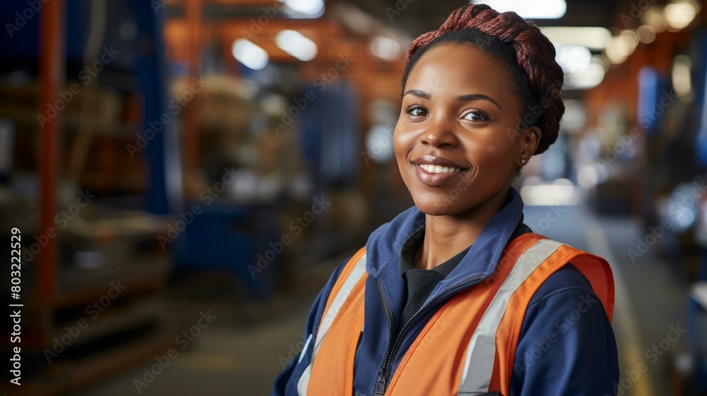 Portrait of a smiling young female worker in a warehouse Portrait of a smiling young female worker in a warehouse