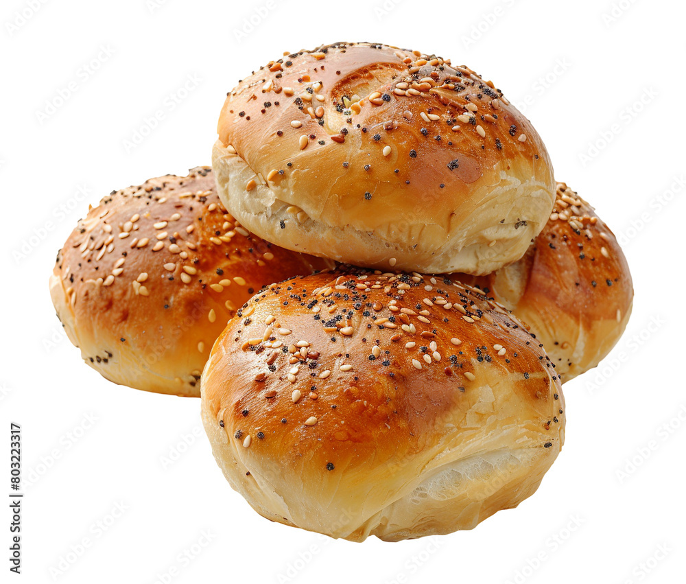 Bread with sesame isolated on transparent background