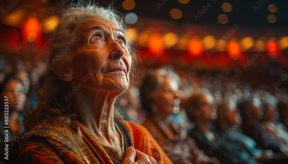 Obraz premium Audience: Engaged, diverse, midwestern.generative ai