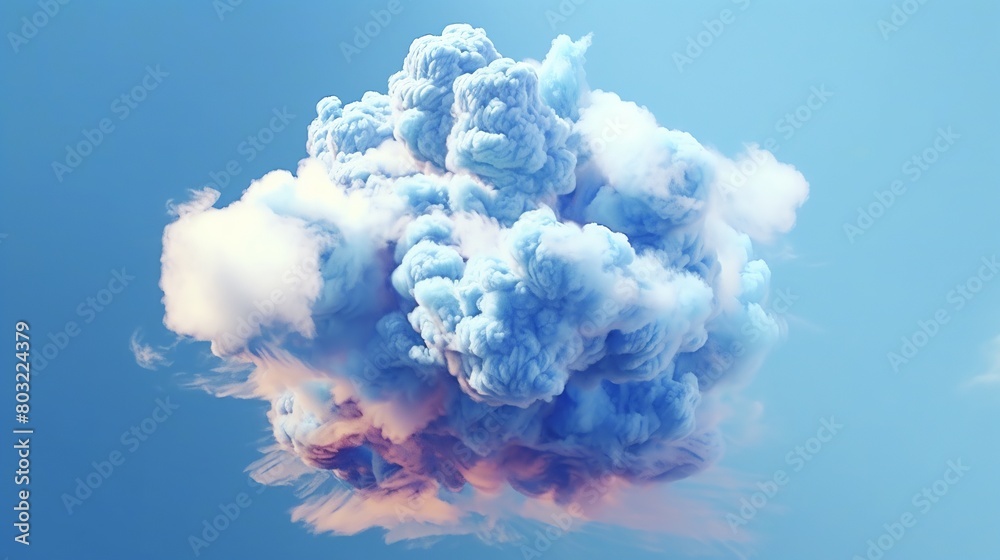 Storm cloud with lightning over blue sky background. Realistic 3d vector illustration