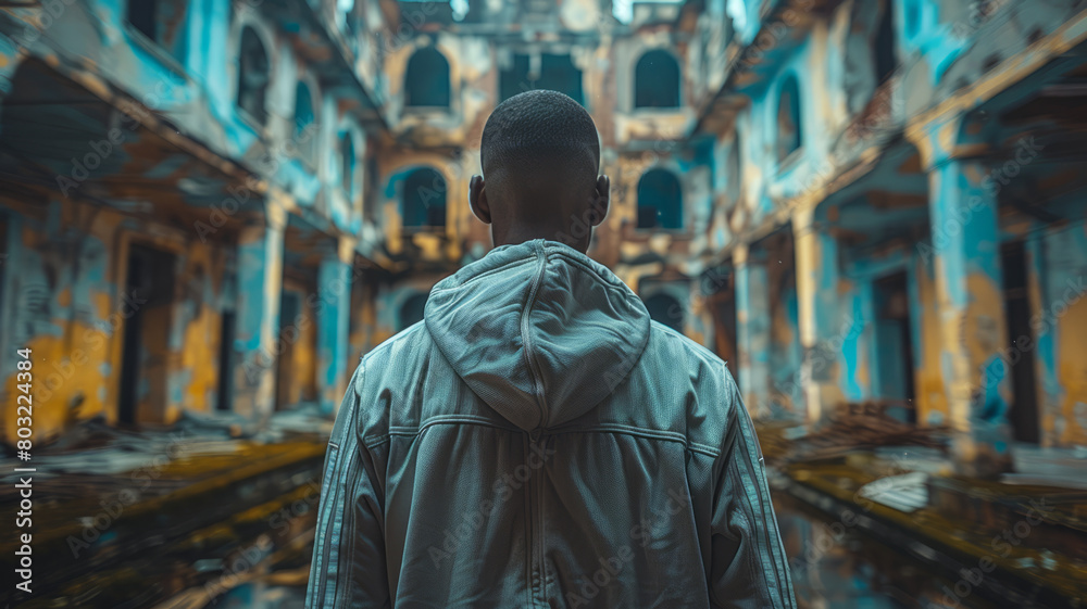 Naklejka premium elite track suit, in the style of master of ink, filmic, graffiti documentary style, y2k aesthetic, light black and indigo,generative ai