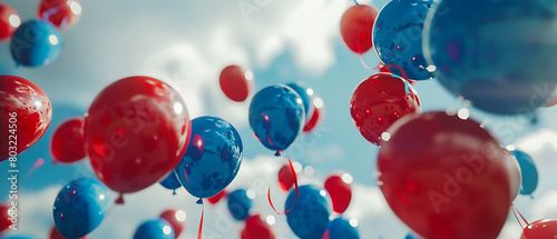 the vibrant red and blue color balloons on so lid background photo