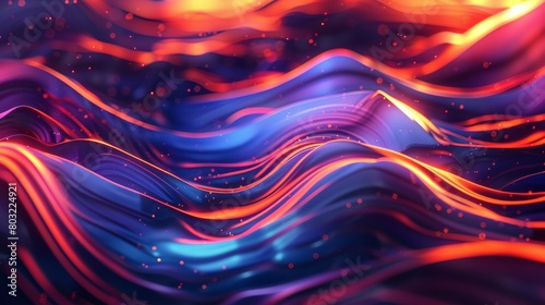 Vivid waves of digital silk in a dance of light and color