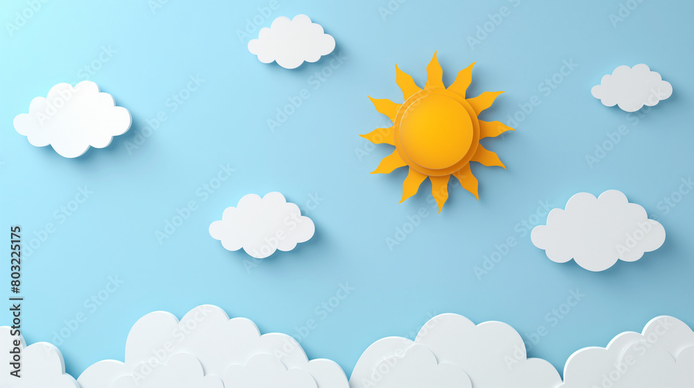 Illustration of the sun and clouds on a light blue background Illustration of the sun and clouds on a light blue background