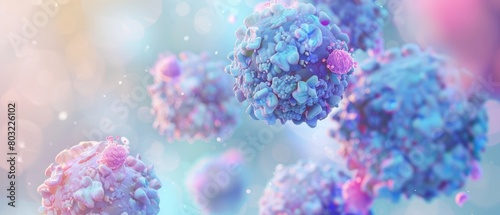 Detailed view of a 3D visualization of hormonal influence on breast cancer cells © 220 AI Studio