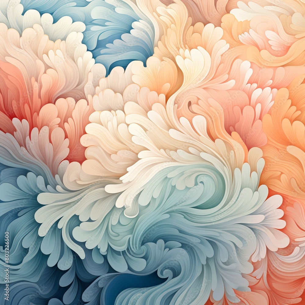 Untamed textures in soft pastel tones, intricate seamless pattern ideal for serene fabric and textile design , vector and illustrations Untamed textures in soft pastel tones, intricate seamless pattern ideal for serene fabric and textile design , vector and illustrations