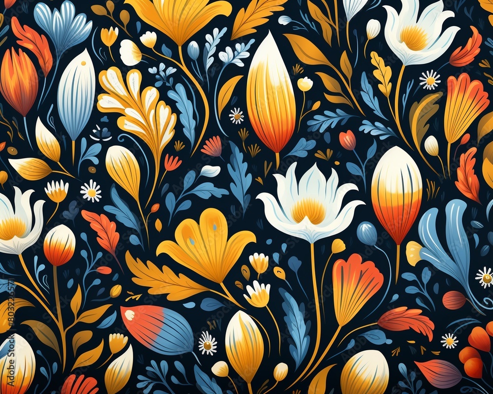 Versatile maximalist patterns for all seasons, exuberant seamless pattern in flat vector for lively home decor ,  seamless pattern