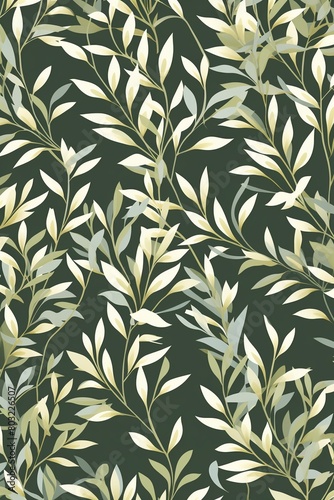 Verdant prints in muted earth tones, simple seamless pattern ideal for sophisticated fabric and textile design , vector and illustrations