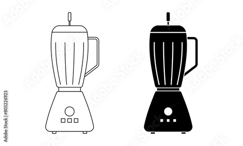 outline silhouette electric blender icon set isolated on white background
