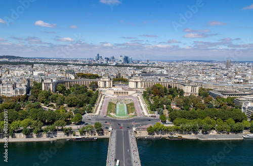 Jardin du Trocadéro, Palais de Chaillot Seine river, Bridge of Iéna, Tour Eiffel in Paris, France photo