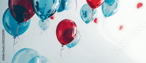 vibrant red and blue color balloons on solid background