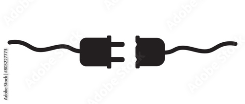 Electric power plug silhouette set. Power plug icon. Electricity wire cord sign vector. Electrical power plug icon design for your web site design, logo, app, UI/ UX design. Vector illustration.
