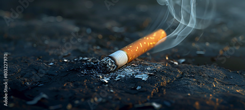 a smoking cigarette on a dark background photo