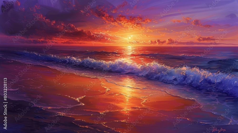 Craft an image of a captivating sunset seascape, where the sun dips below the horizon Craft an image of a captivating sunset seascape, where the sun dips below the horizon