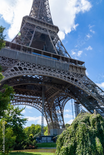Eiffel tower, close up view, in the city of Paris, France. © MARIA ALBI