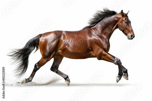 majestic brown horse elegantly posing isolated on pure white background with clipping path © Lucija