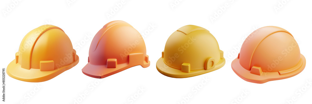 Fototapeta premium PNG hard hat 3d icons and objects collection, in cartoon style minimal on transparent, white background, isolate
