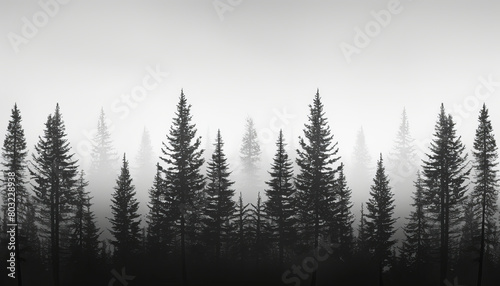 A stark texture depicting a forest silhouette against a white background,generative ai