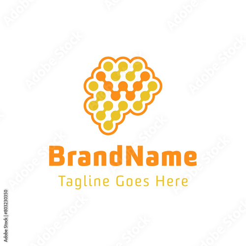 Letter W Brain Wave Logo, for business related to the brain with W initial