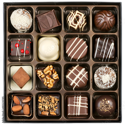 Top View of Luxurious Box of Assorted Belgian Chocolates © John