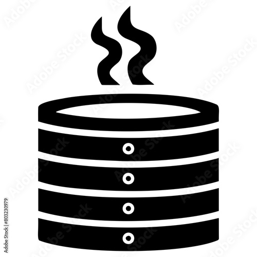 Black and White Hot Food Container Icon