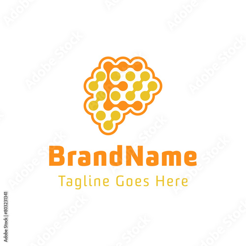 Letter E Brain Wave Logo, for business related to the brain with E initial