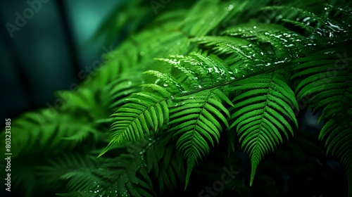  Verdant ferns sprinkled with tiny water droplets