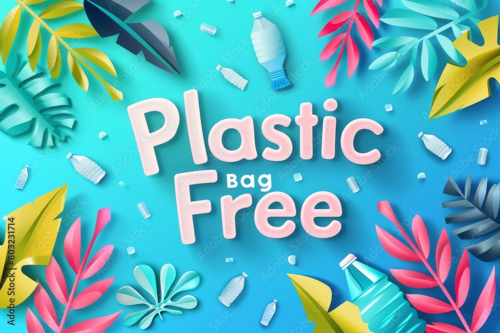 International Day without Plastic Bags - Vector illustration with the image of landing page templates, 