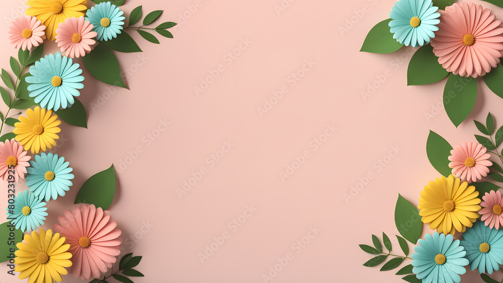 Obraz premium A pink background with a flower border