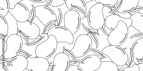 black white mango fruits seamless pattern