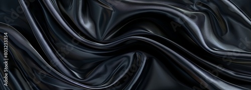 Elegant black satin fabric texture background
