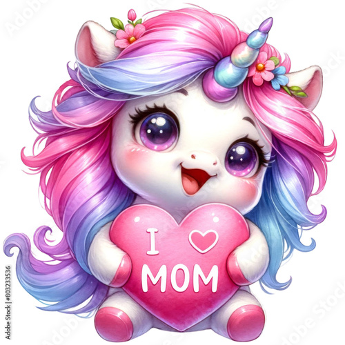Unicorn with heart on Mother’s Day