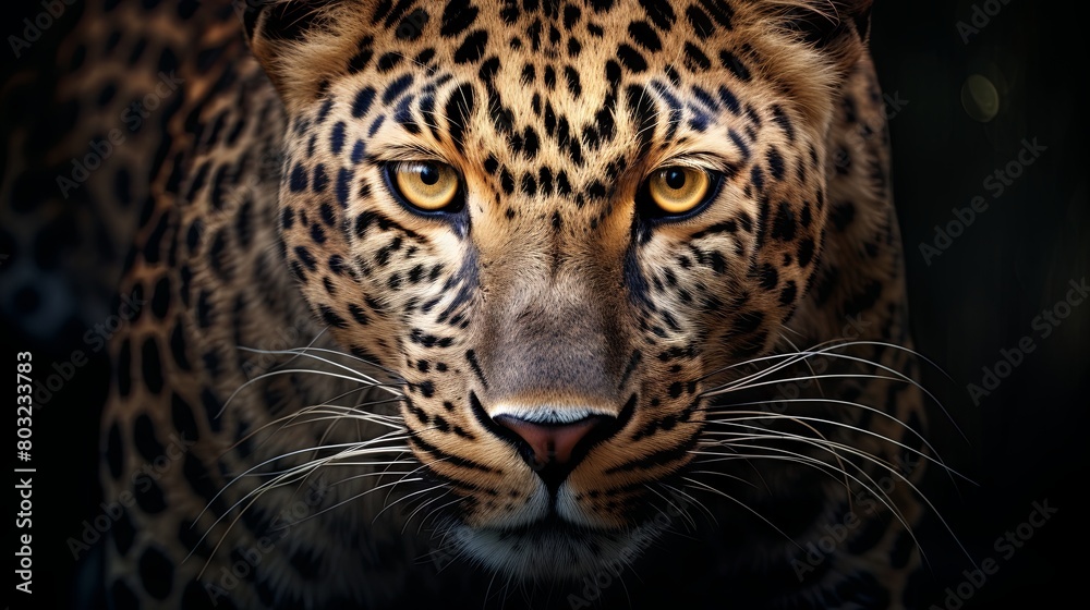 Fototapeta premium Majestic leopard close-up with piercing gaze