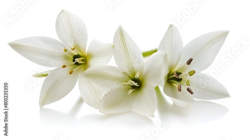 Radiant Star of Bethlehem Flowers Blooming on White Background © pkproject