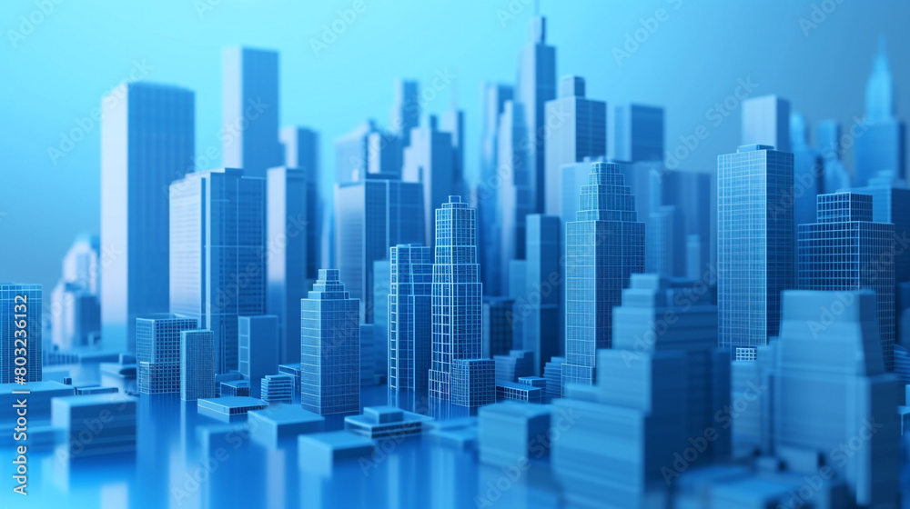 3d render represent entreprise and investment with abstract city background