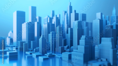 3d render represent entreprise and investment with abstract city background