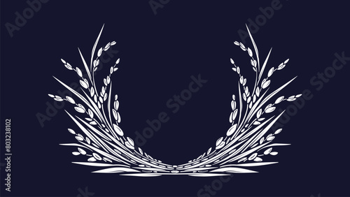 Rice round symbol. Vector plant, grains. Oryza